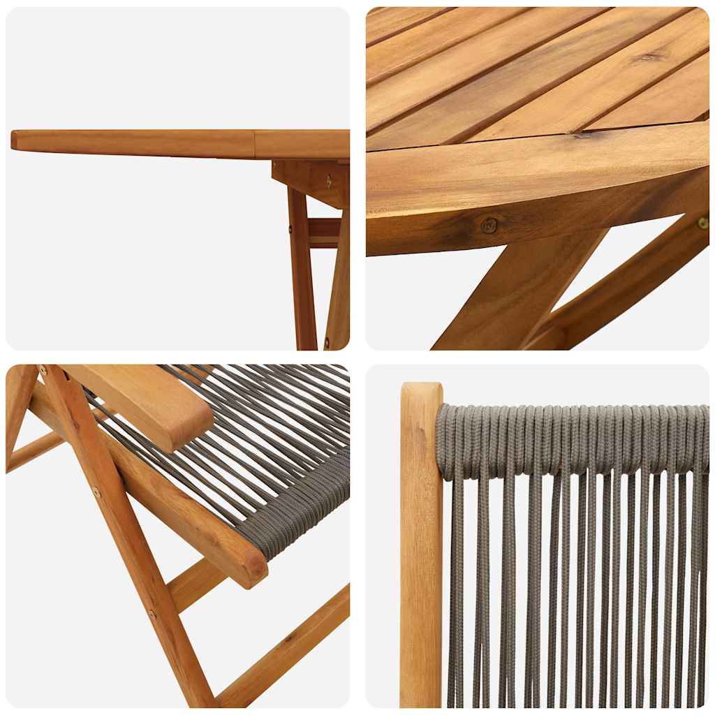 Garden Dining Set 5 pcs Grey Solid acacia wood and poly rattan