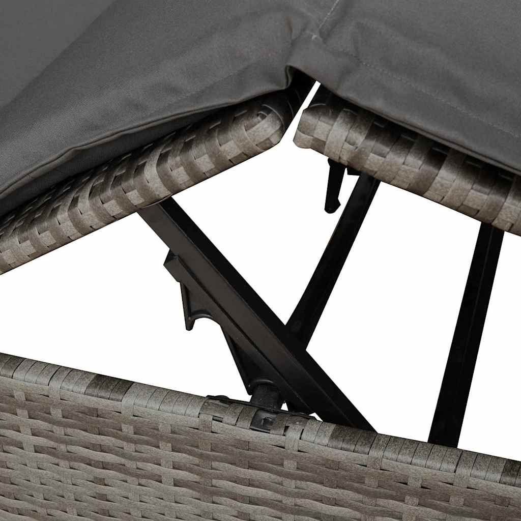 Double Sun Lounger Grey 205 x 129 x 200 cm Poly Rattan