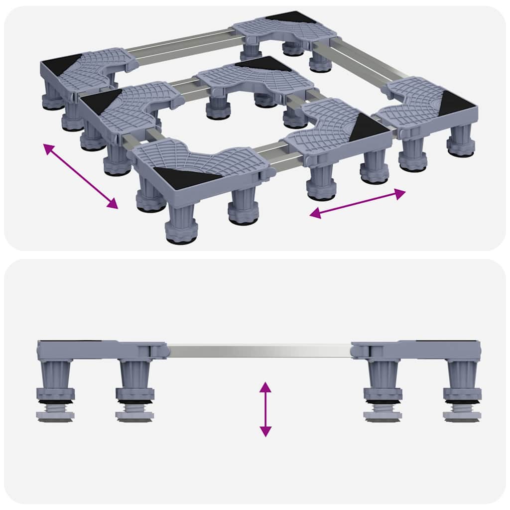 Washing Machine Base Grey 67 x 67 x 12 cm Stainless Steel