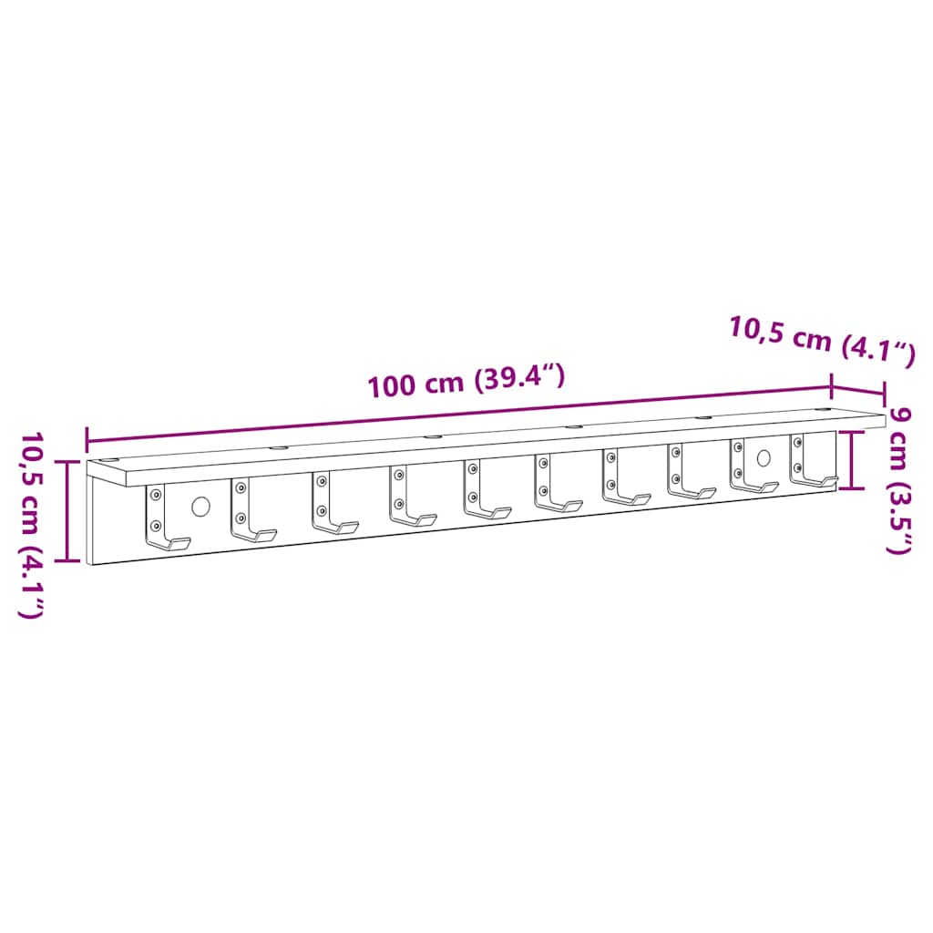 Wall-Mounted Coat Rack Wall-mounted White 100 x 10,5 x 10,5 cm