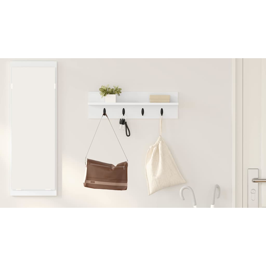 Wall-Mounted Coat Rack White 60 x 10,5 x 18 cm Engineered wood