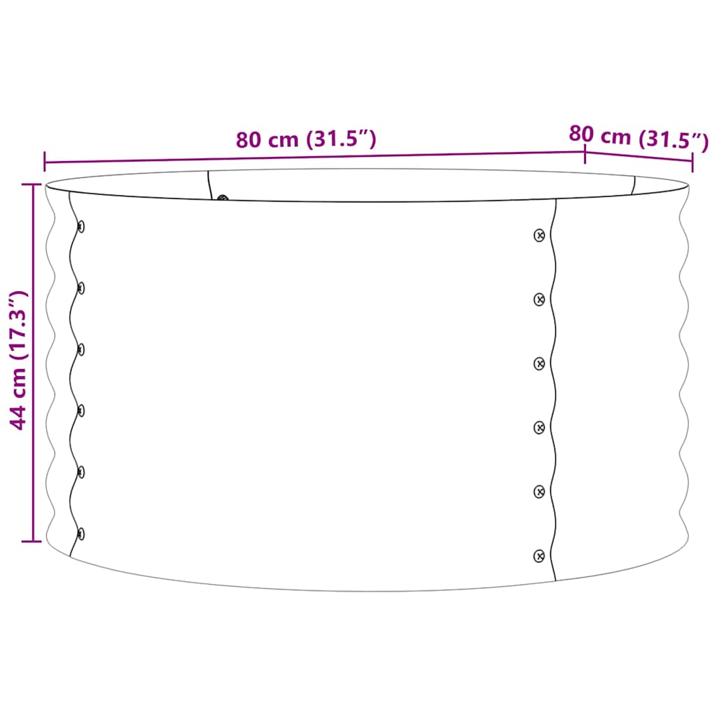 Raised Bed Brown 80 x 80 x 44 cm Steel