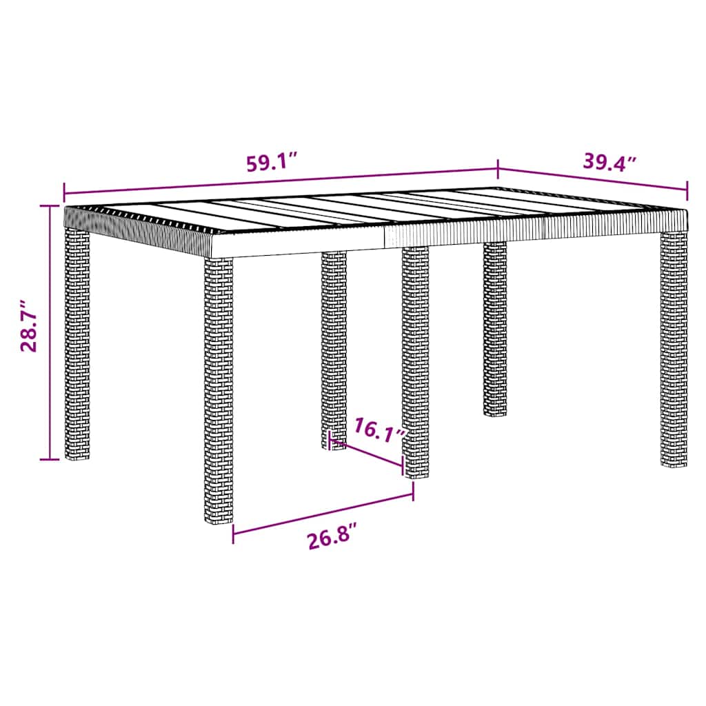 Garden Table Brown 150 x 100 x 73 cm Poly Rattan