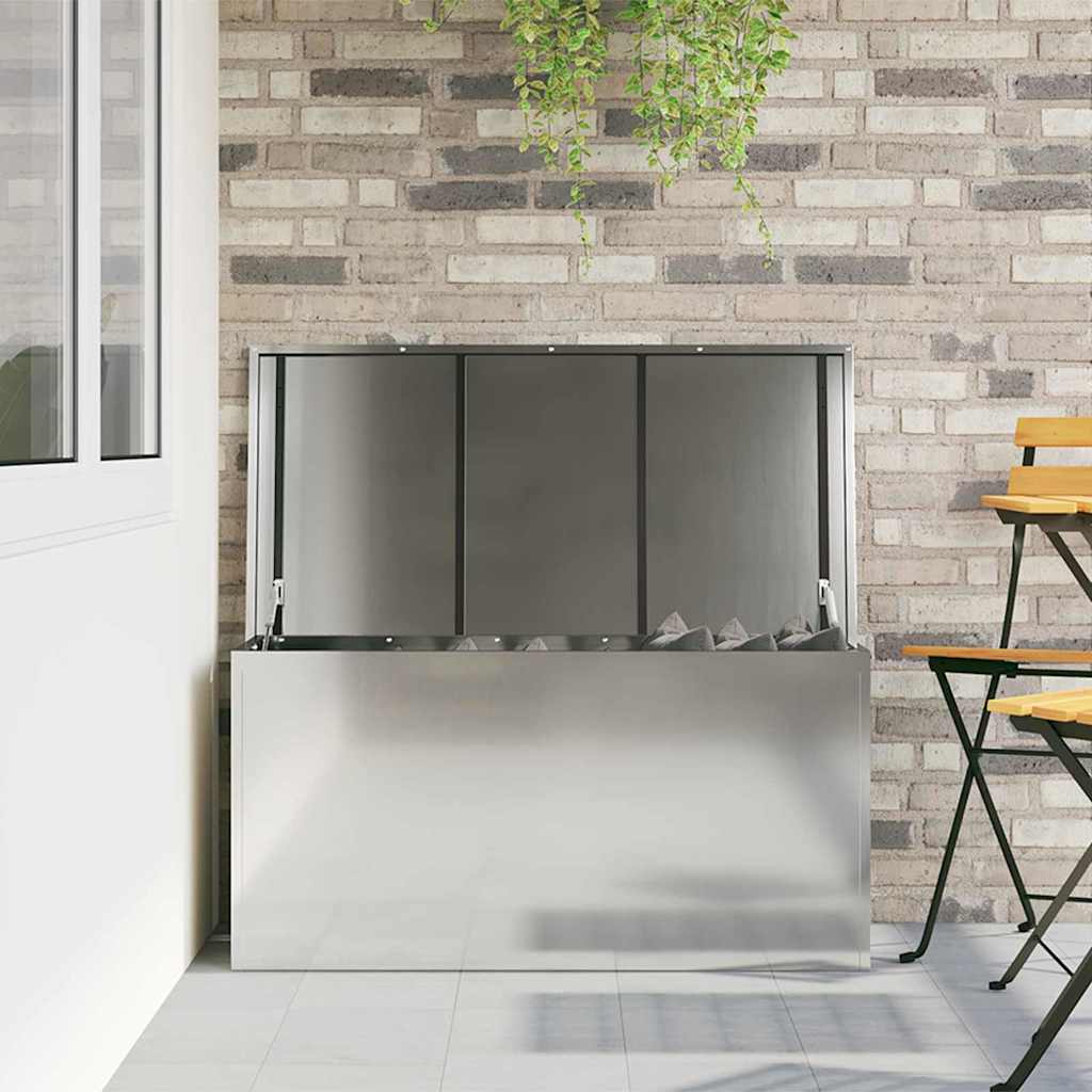 Garden Storage Cushion Box Steel 100 x 50,5 x 50 cm 220 Silver