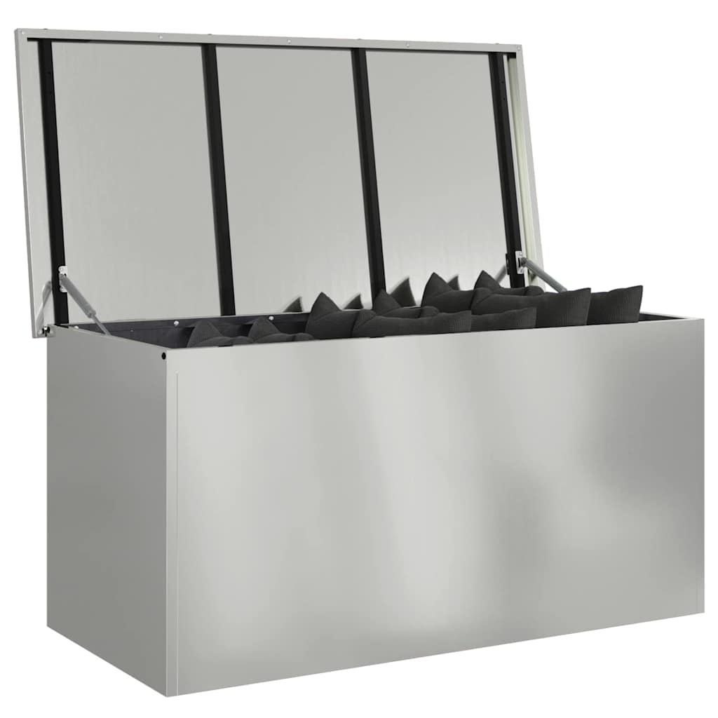 Garden Storage Cushion Box Steel 100 x 50,5 x 50 cm 220 Silver