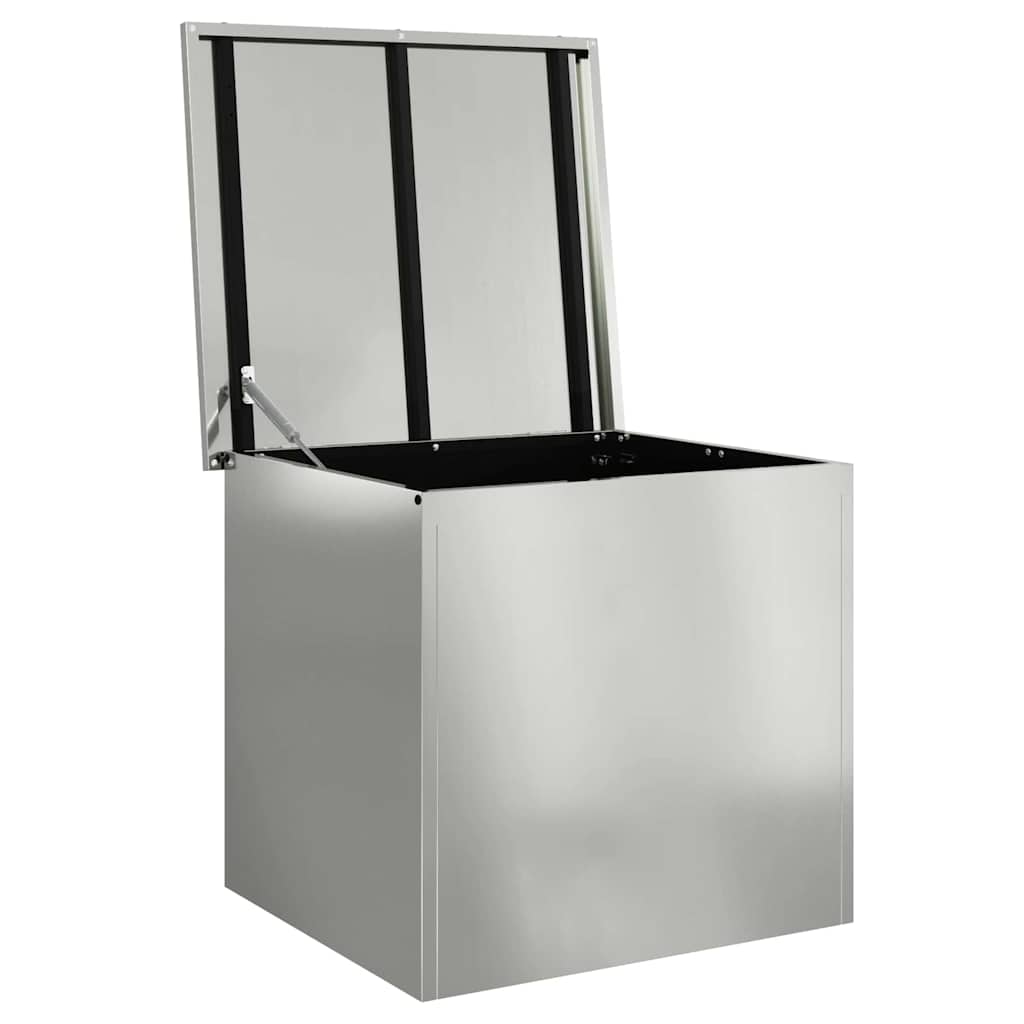 Garden Storage Cushion Box Steel 55 x 50,5 x 50 cm Silver