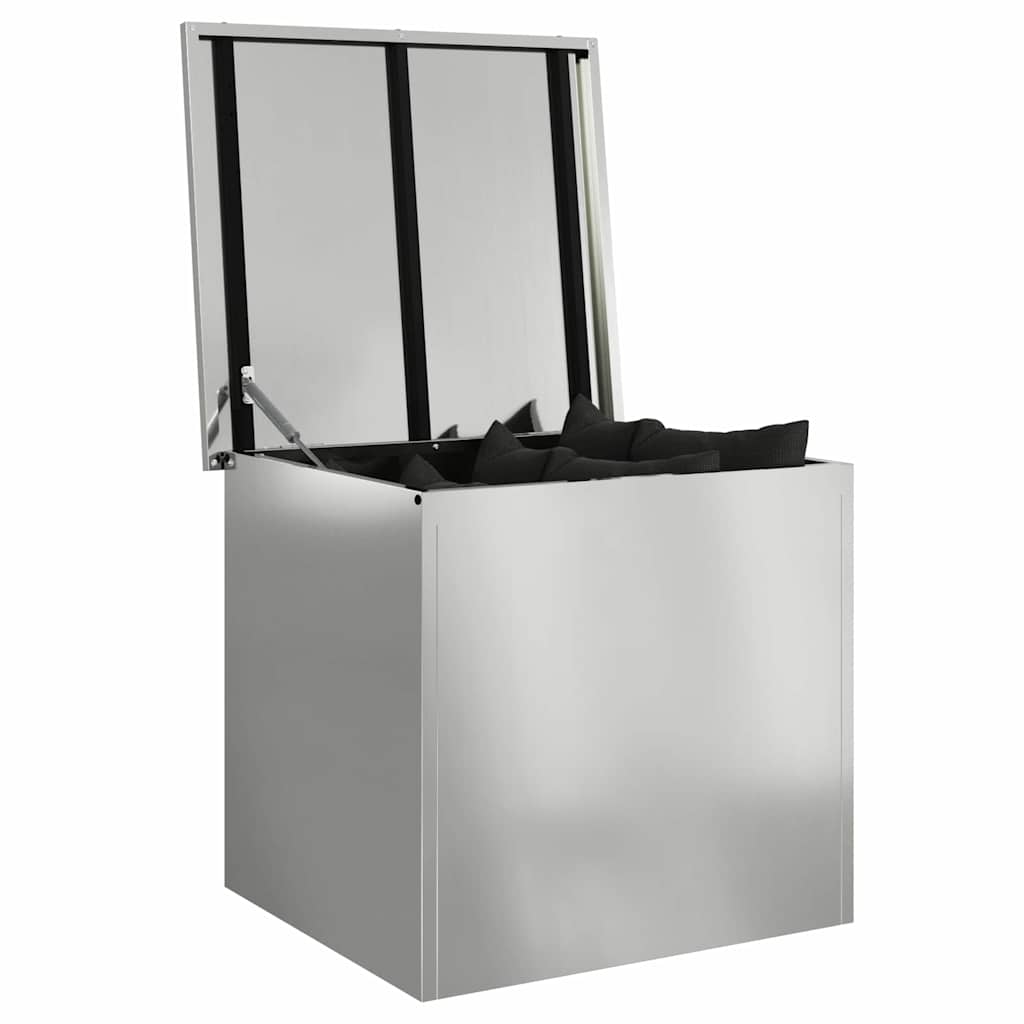 Garden Storage Cushion Box Steel 55 x 50,5 x 50 cm Silver