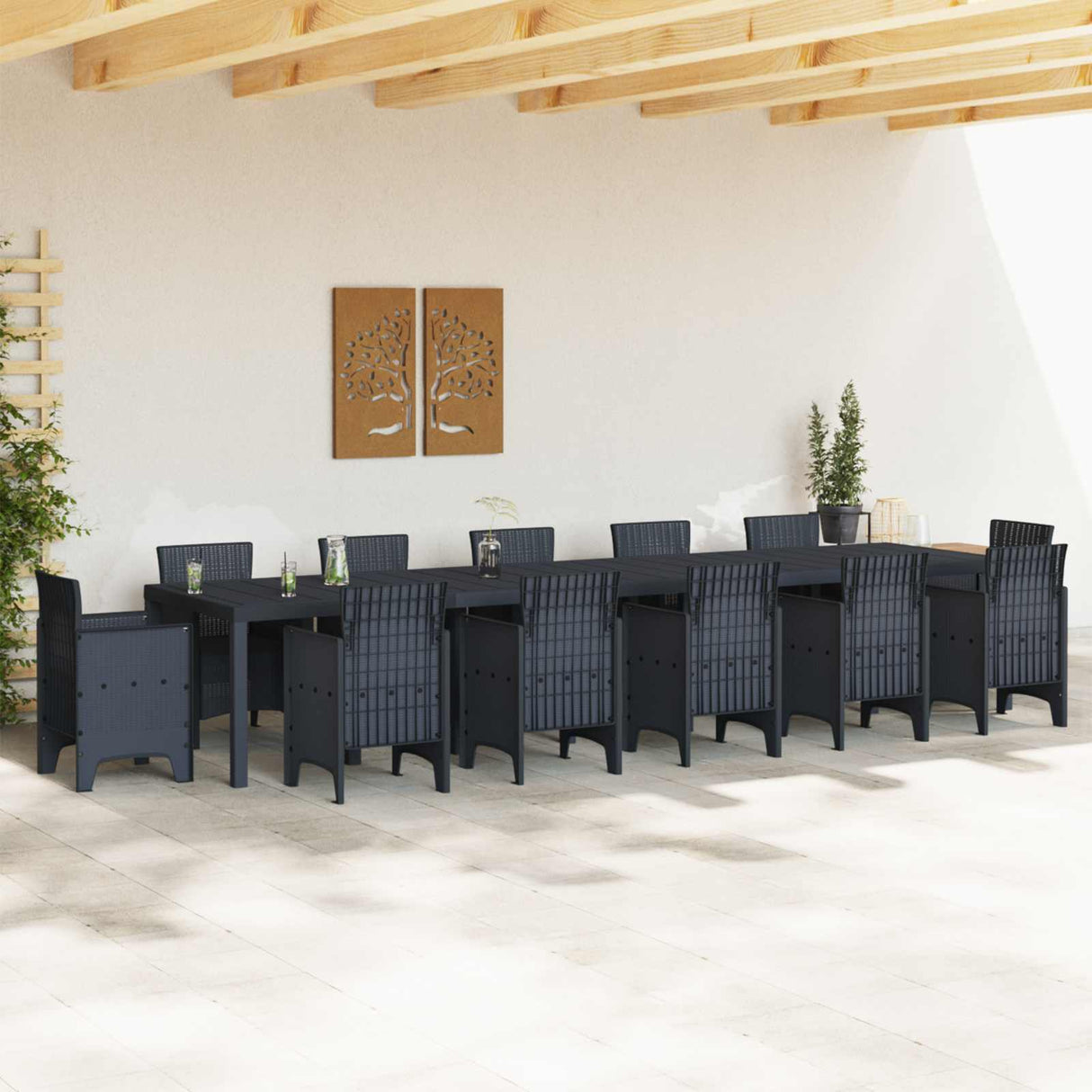 Garden Table Anthracite 400 x 100 x 73 cm Poly Rattan