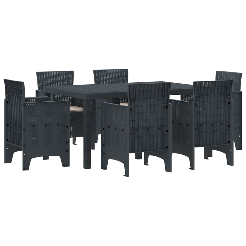 Garden Dining Set 7 pcs Anthracite Polt rattan