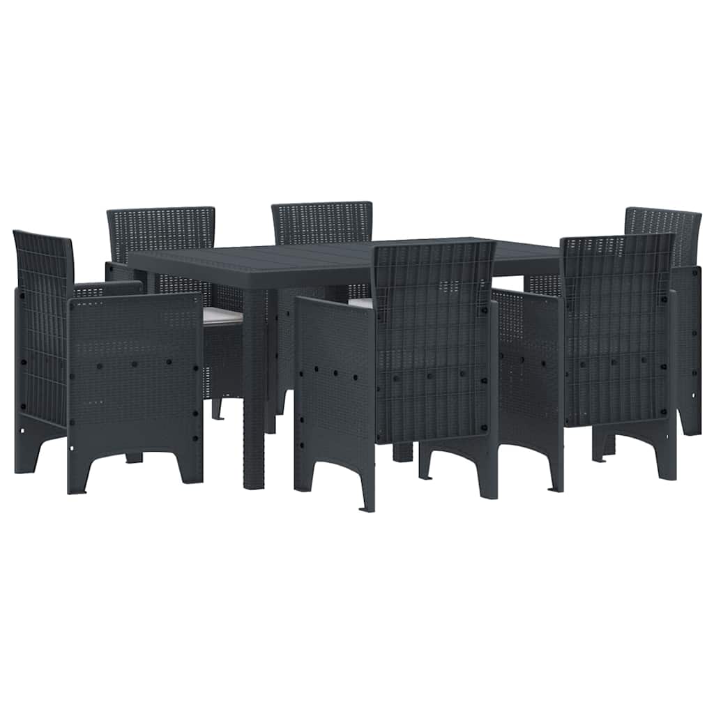 Garden Dining Set 7 pcs Anthracite Polt rattan