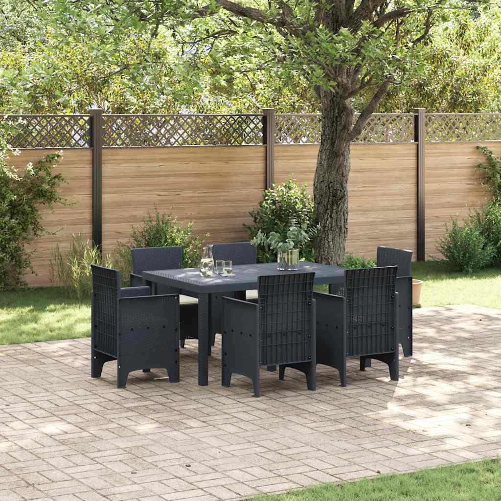Garden Dining Set 7 pcs Anthracite Polt rattan