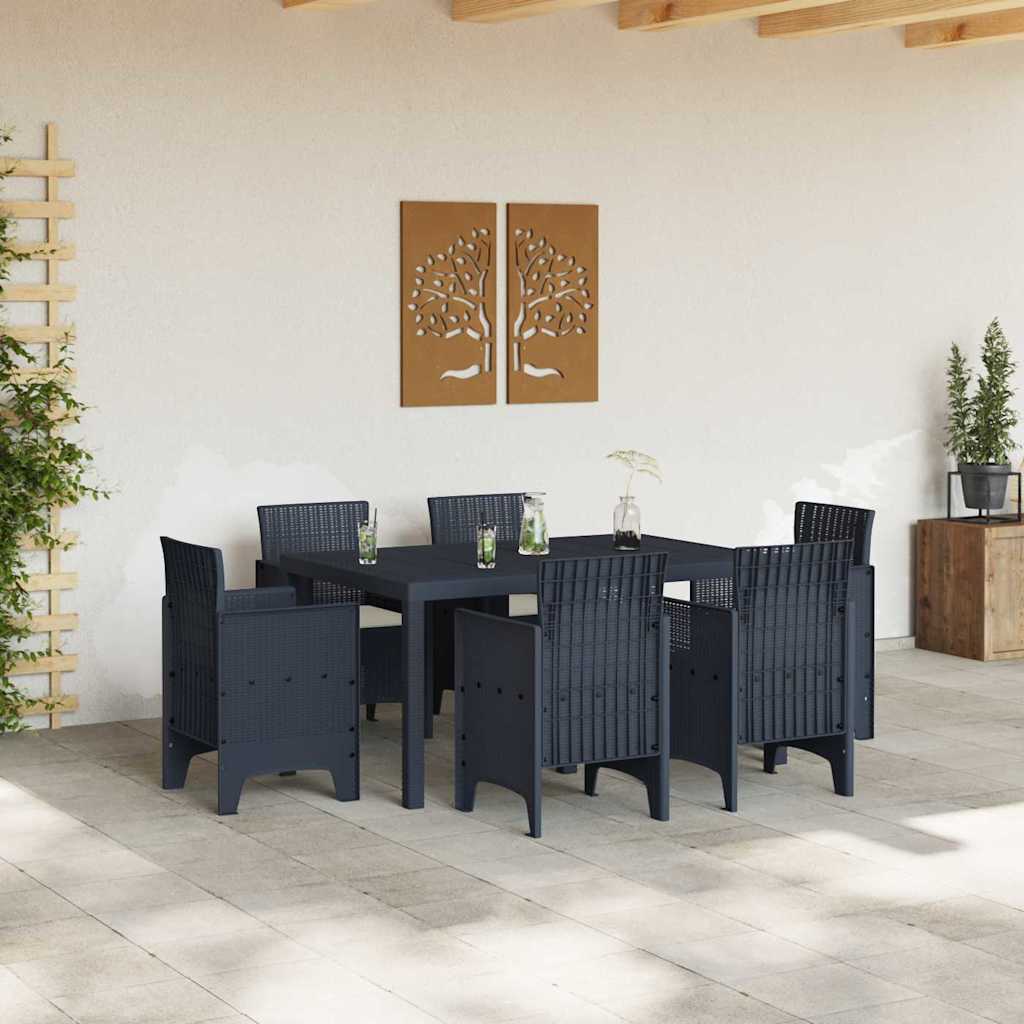 Garden Dining Set 7 pcs Anthracite Polt rattan
