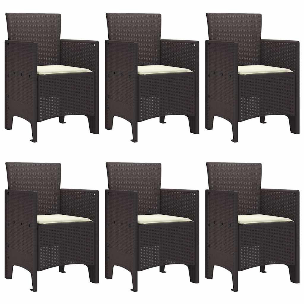 Garden Dining Set 7 pcs Brown Polt rattan