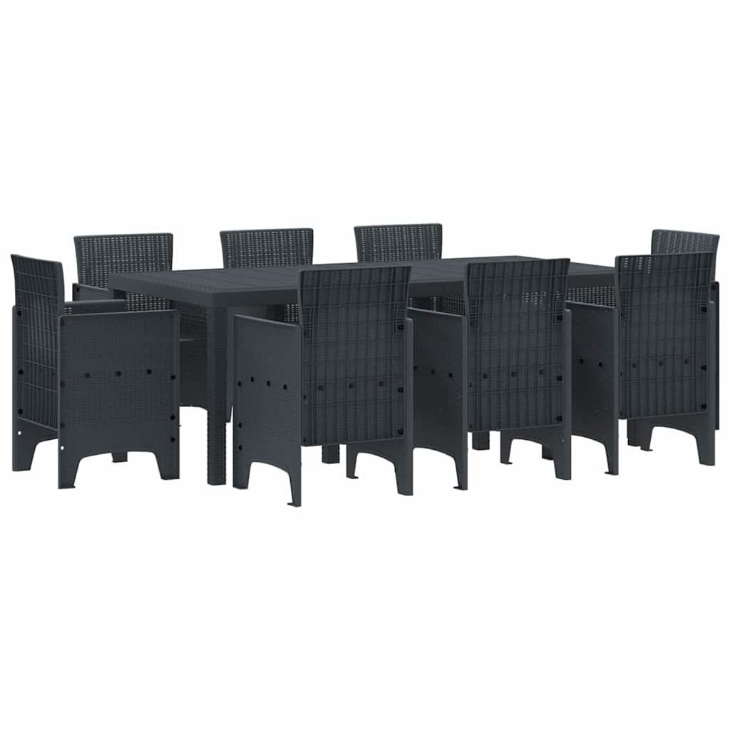 Garden Dining Set 9 pcs Anthracite Polt rattan