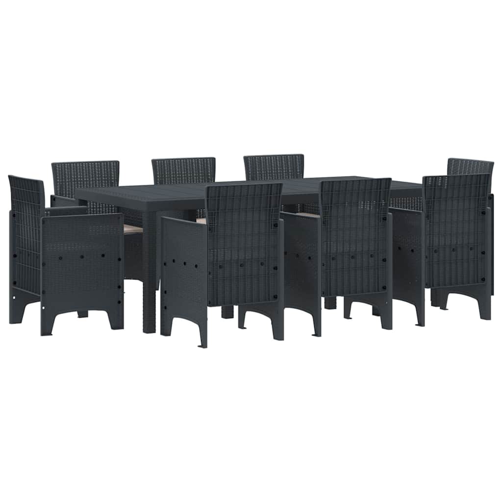 Garden Dining Set 9 pcs Anthracite Polt rattan