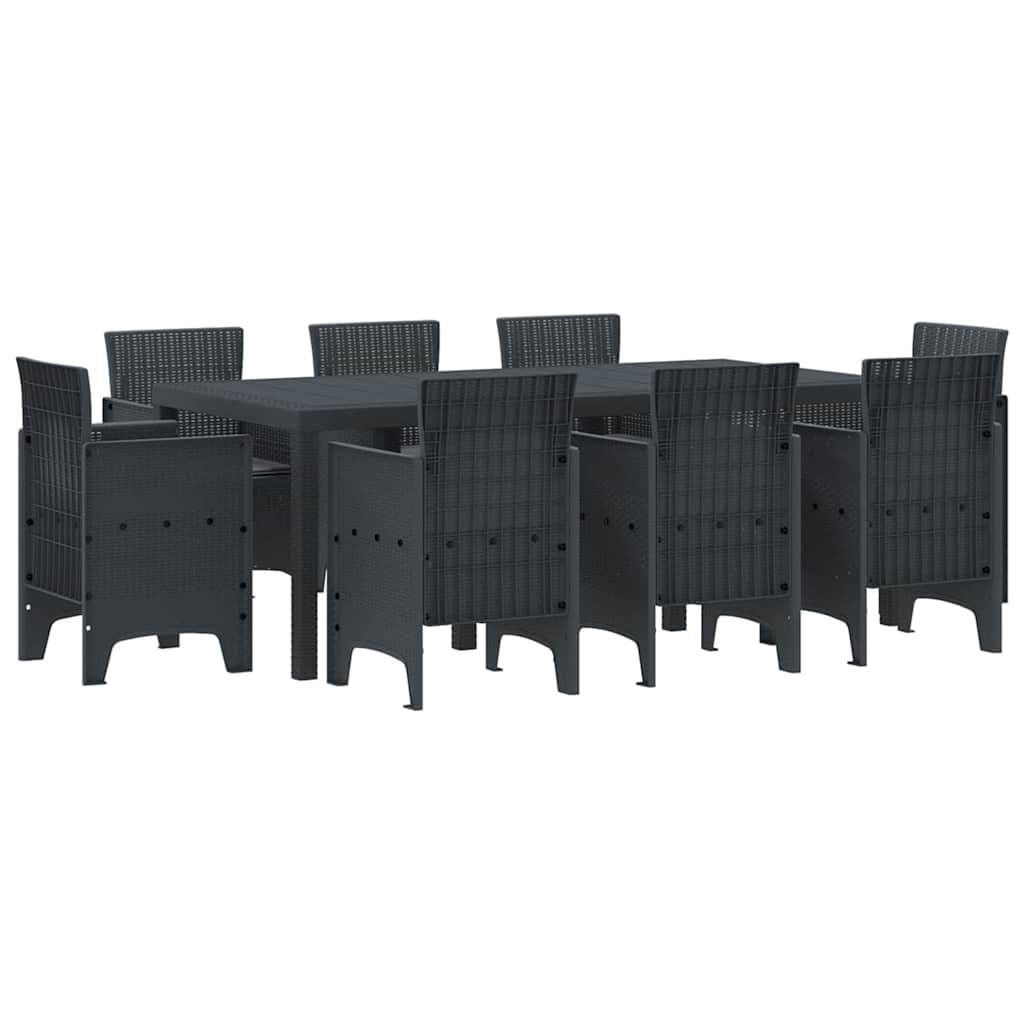 Garden Dining Set 9 pcs Anthracite Polt rattan