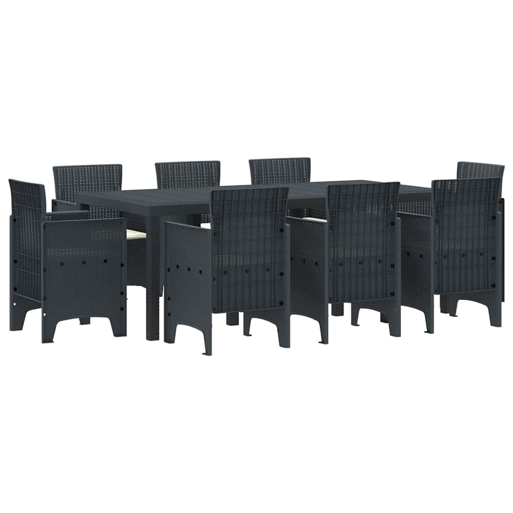 Garden Dining Set 9 pcs Anthracite Polt rattan