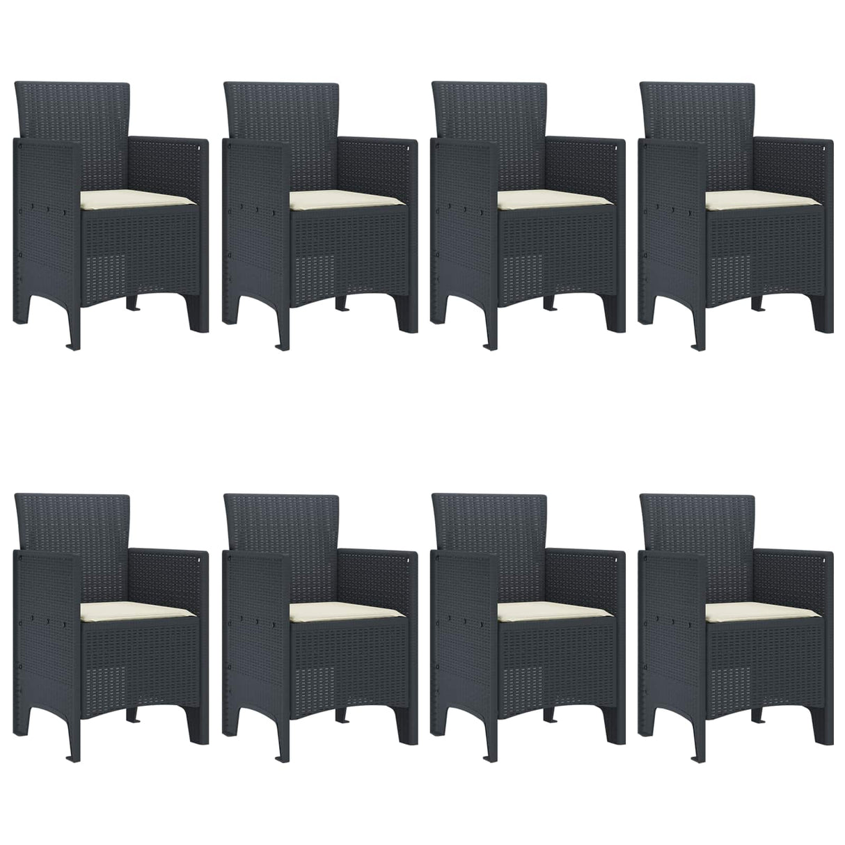 Garden Dining Set 9 pcs Anthracite Polypropylene