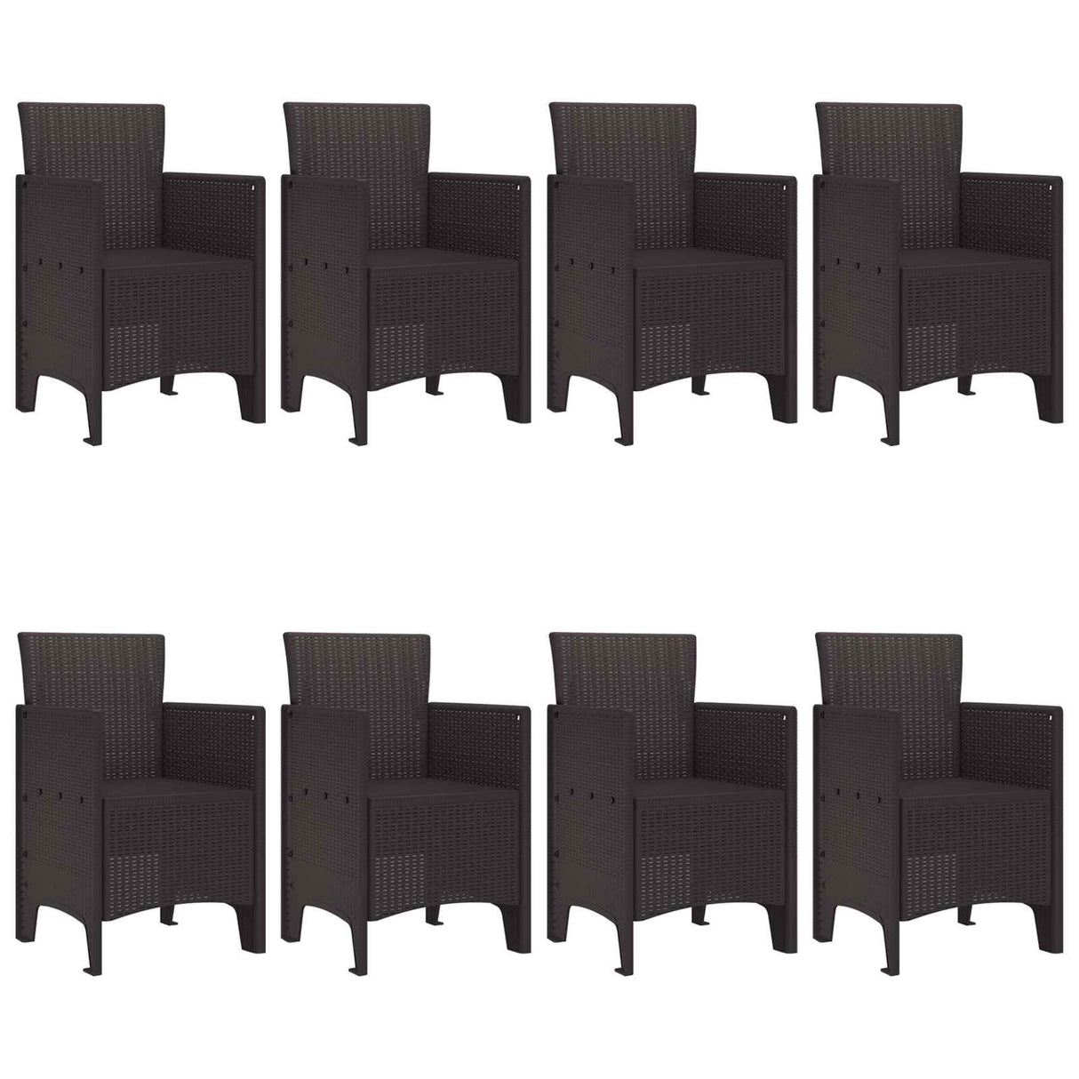 Garden Dining Set 9 pcs Brown Polypropylene