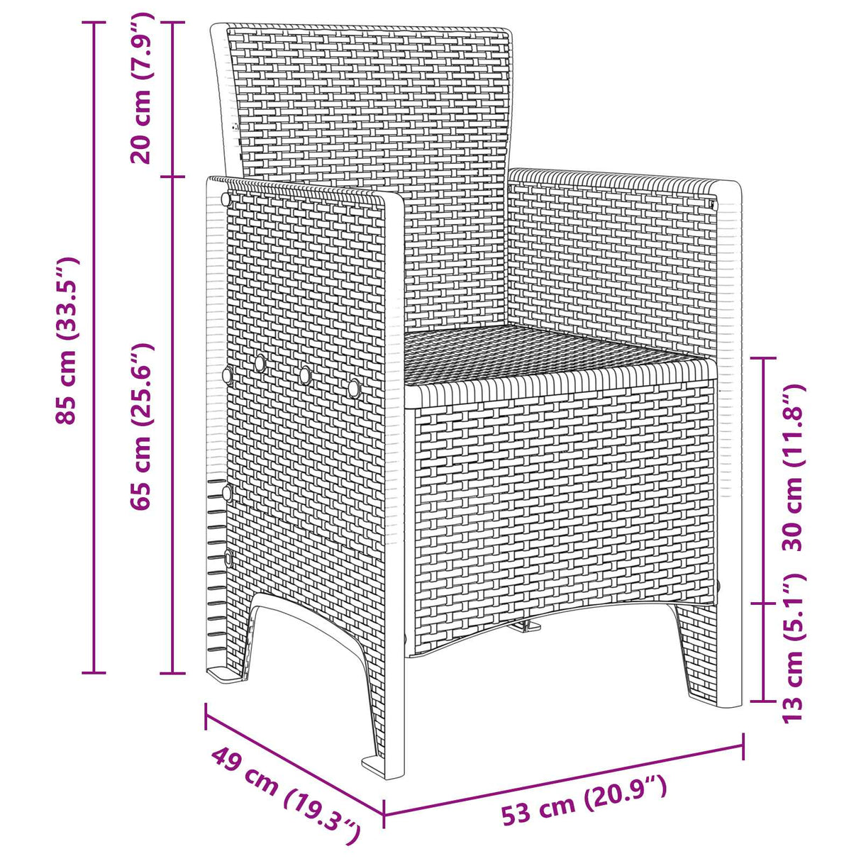 Garden Dining Set 9 pcs Brown Polypropylene
