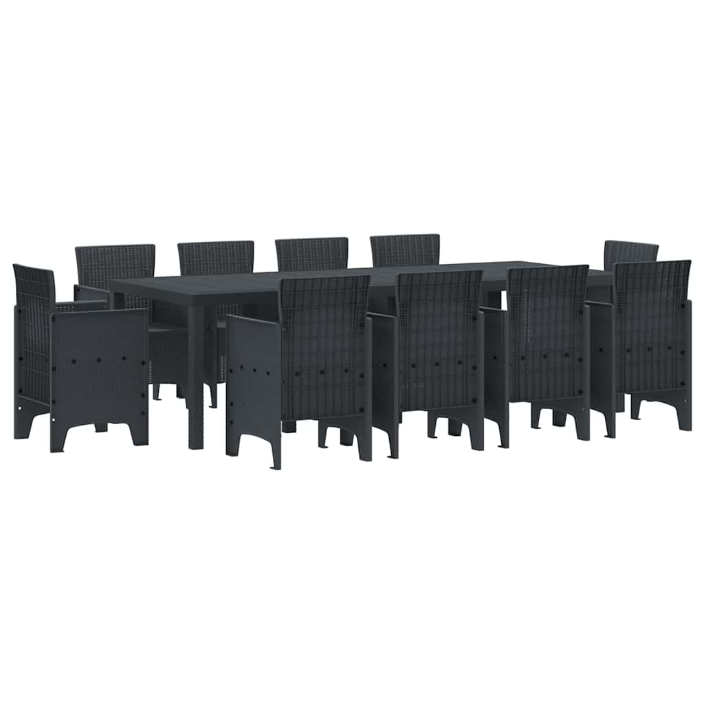 Garden Dining Set 11 pcs Anthracite Polt rattan