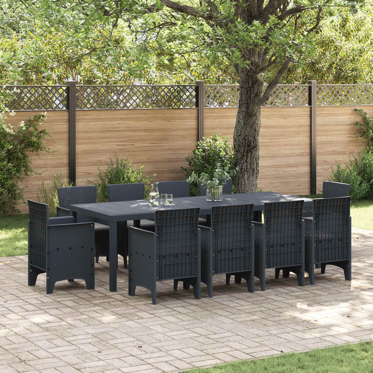 Garden Dining Set 11 pcs Anthracite Polypropylene