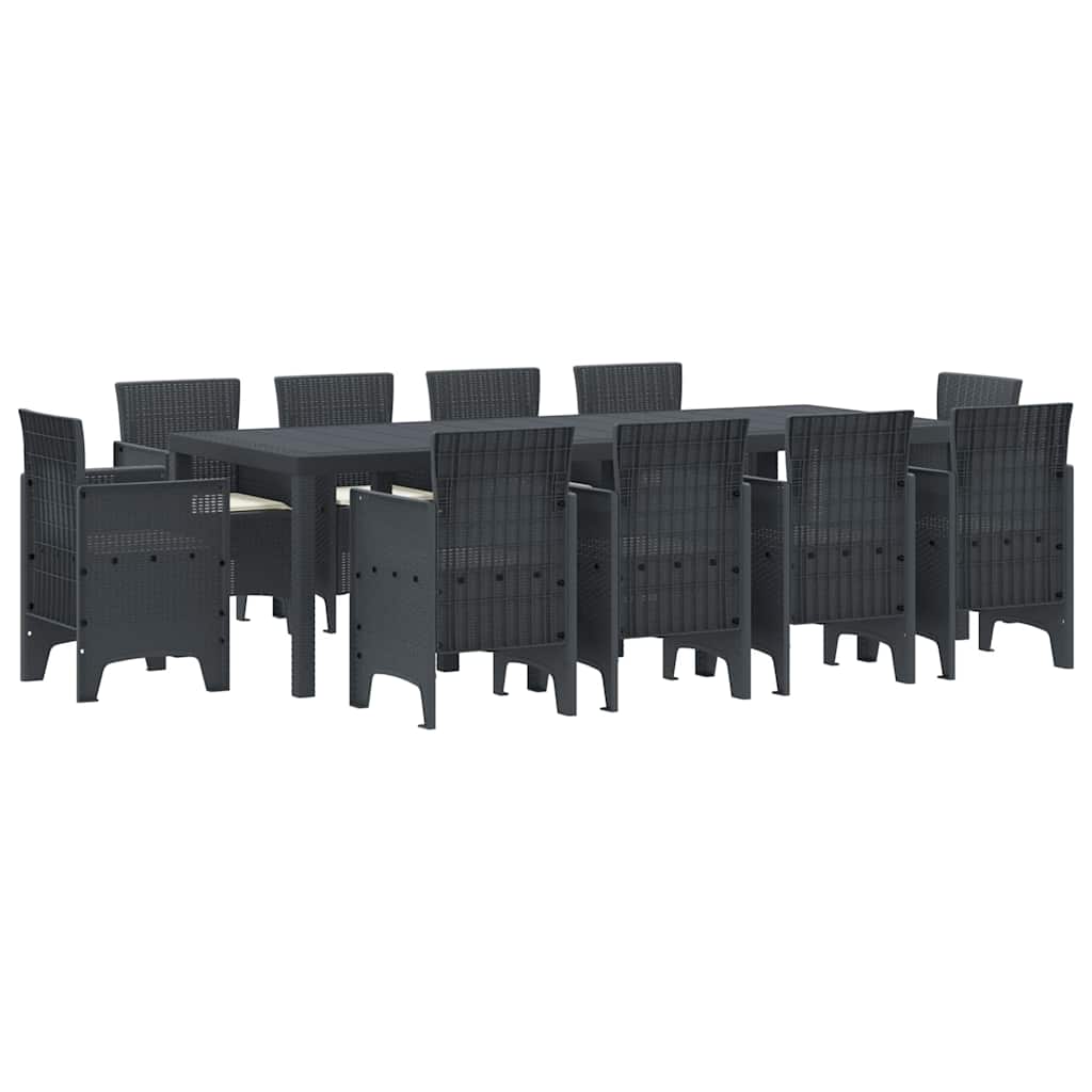 Garden Dining Set 11 pcs Anthracite Polt rattan