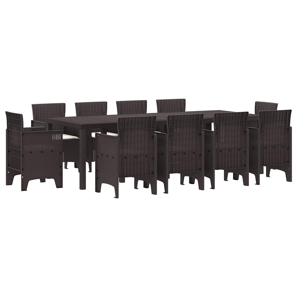 Garden Dining Set 11 pcs Brown Polt rattan