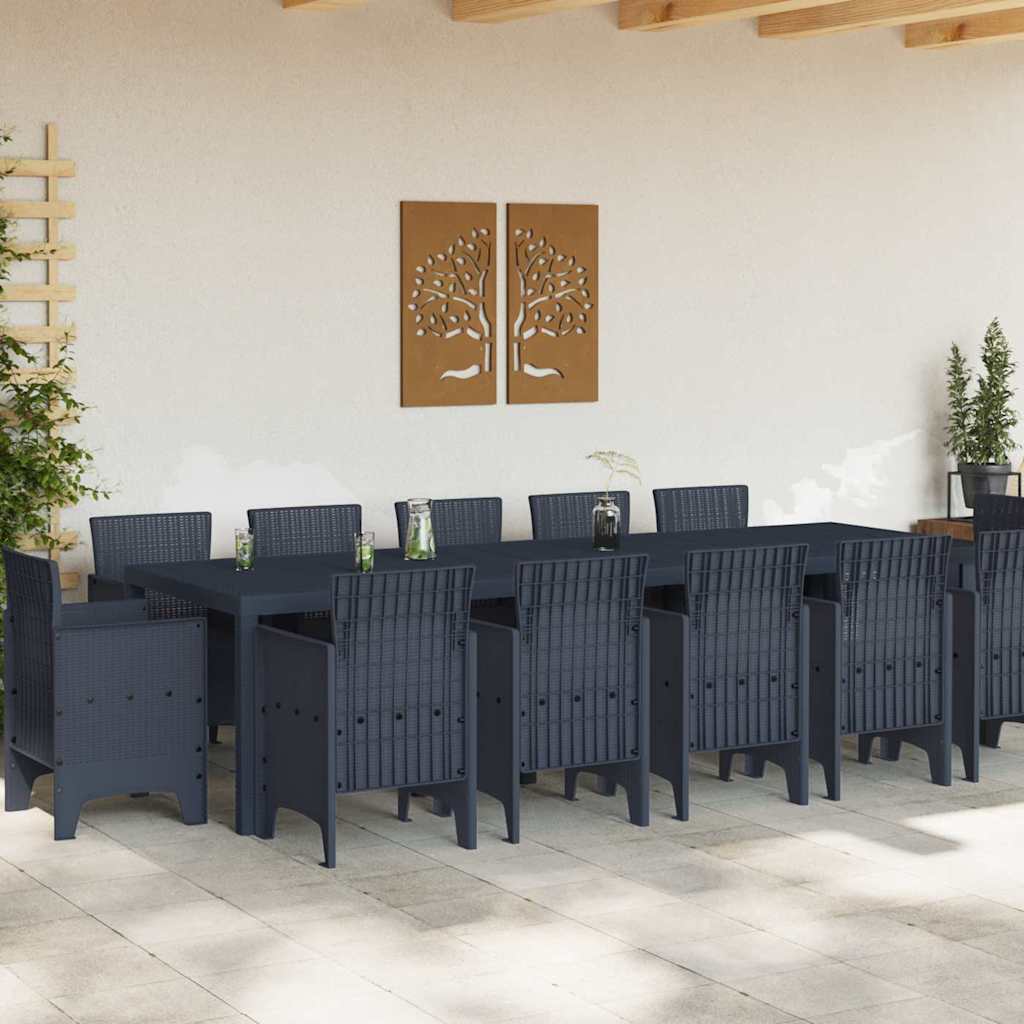 Garden Dining Set 13 pcs Anthracite Plastic