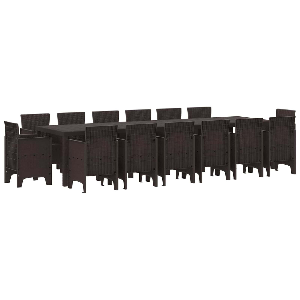 Garden Dining Set 15 pcs Brown Polt rattan