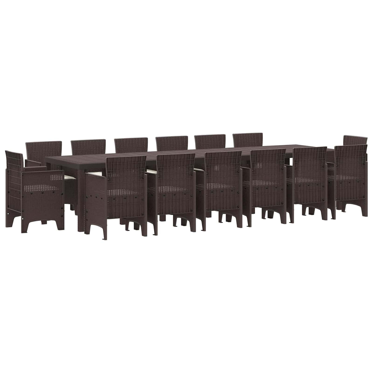 Garden Dining Set 15 pcs Brown Polt rattan