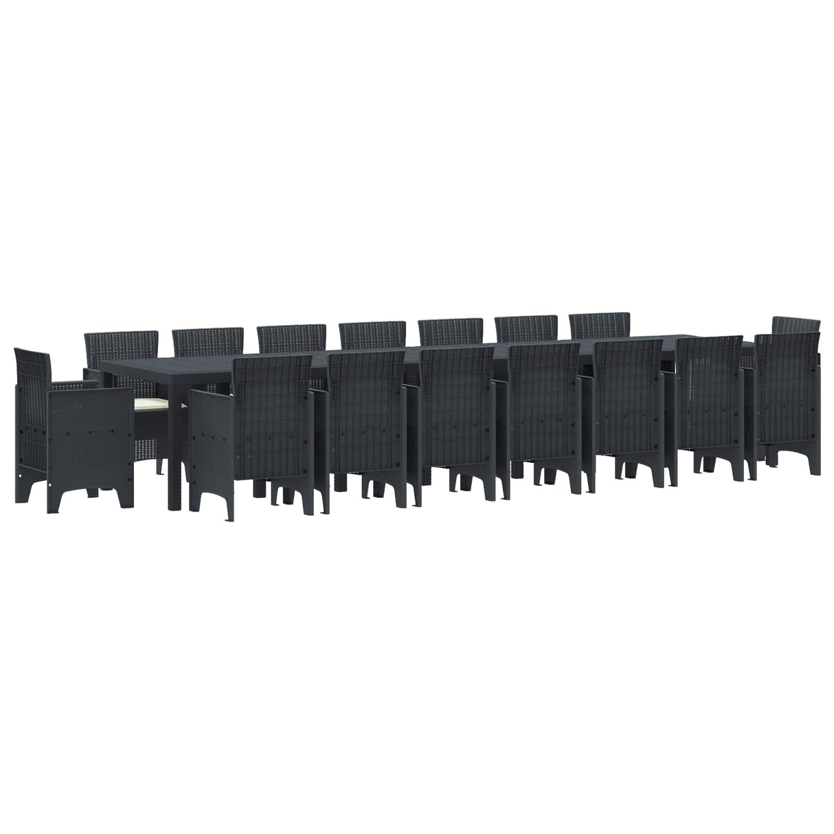 Garden Dining Set with Cushions 17 pcs Anthracite PP