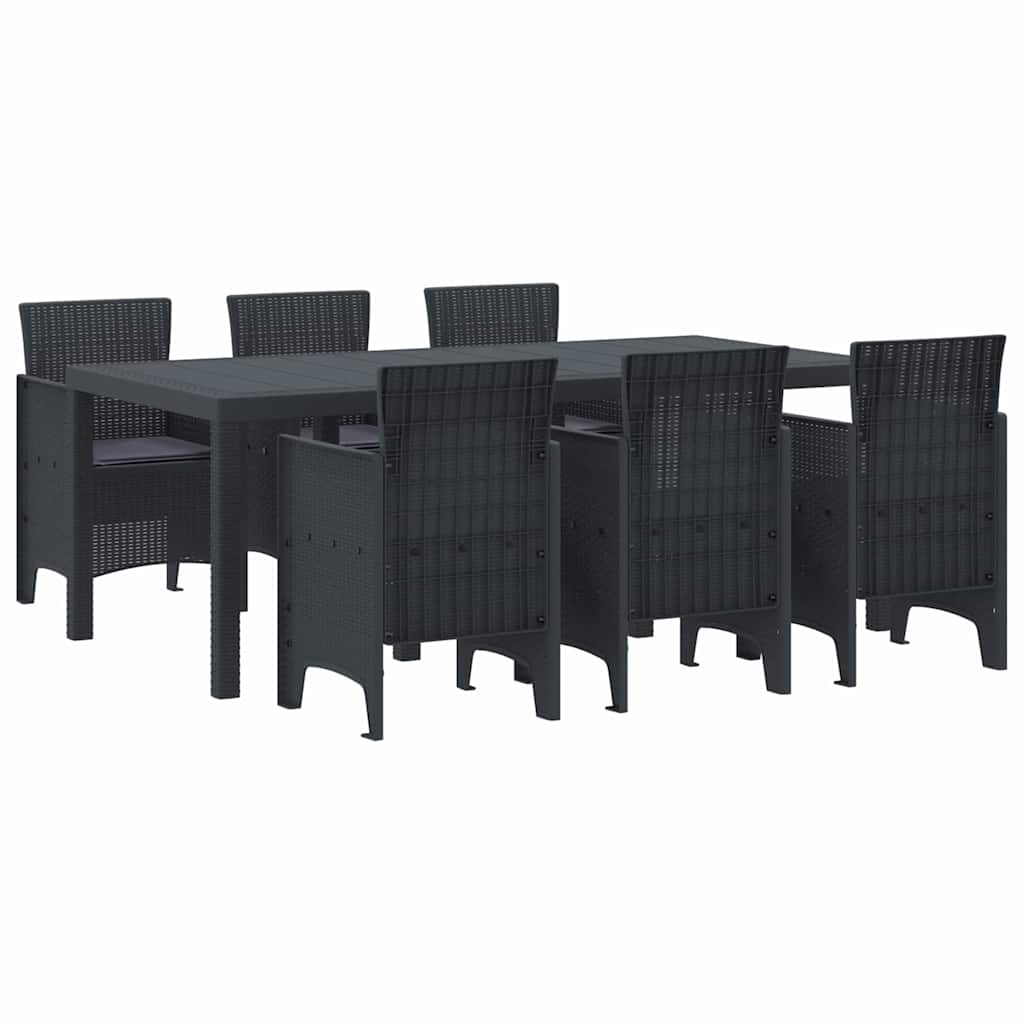 Garden Dining Set 7 pcs Anthracite Polt rattan