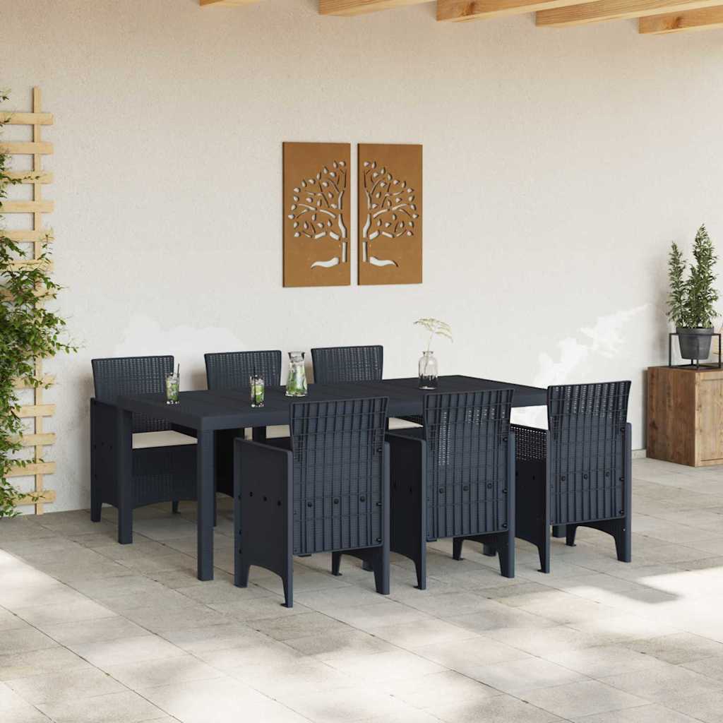 Garden Dining Set 7 pcs Anthracite Polt rattan