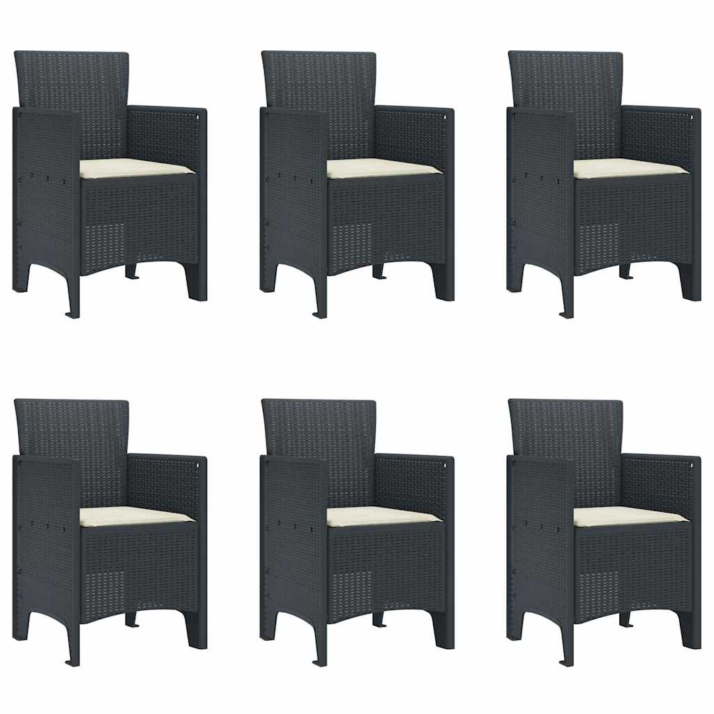 Garden Dining Set 7 pcs Anthracite Polt rattan