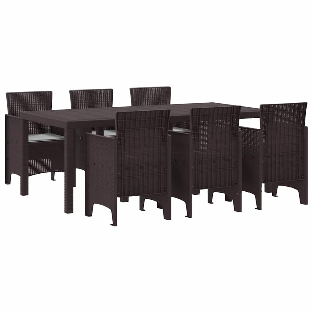 Garden Dining Set 7 pcs Brown Polt rattan