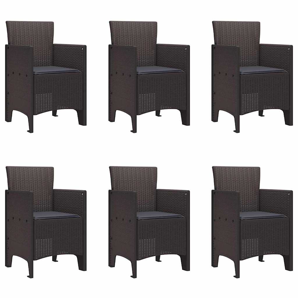 Garden Dining Set 7 pcs Brown Polt rattan