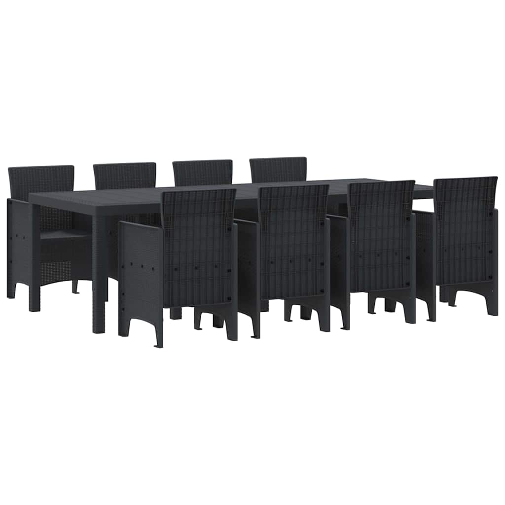 Garden Dining Set 9 pcs Anthracite Polt rattan