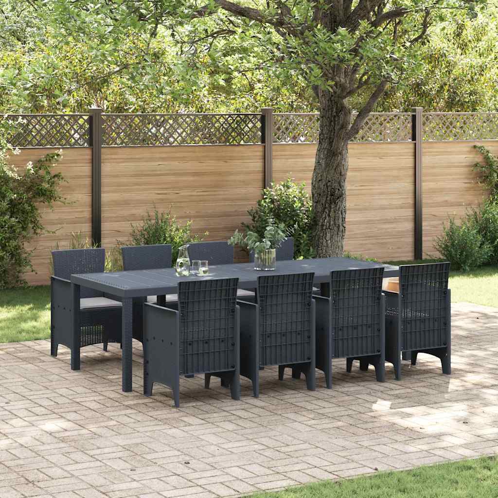 Garden Dining Set 9 pcs Anthracite Polt rattan