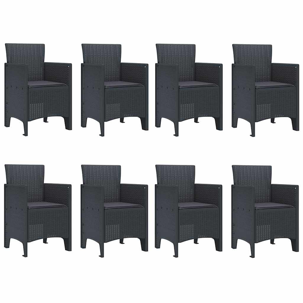 Garden Dining Set 9 pcs Anthracite Polt rattan