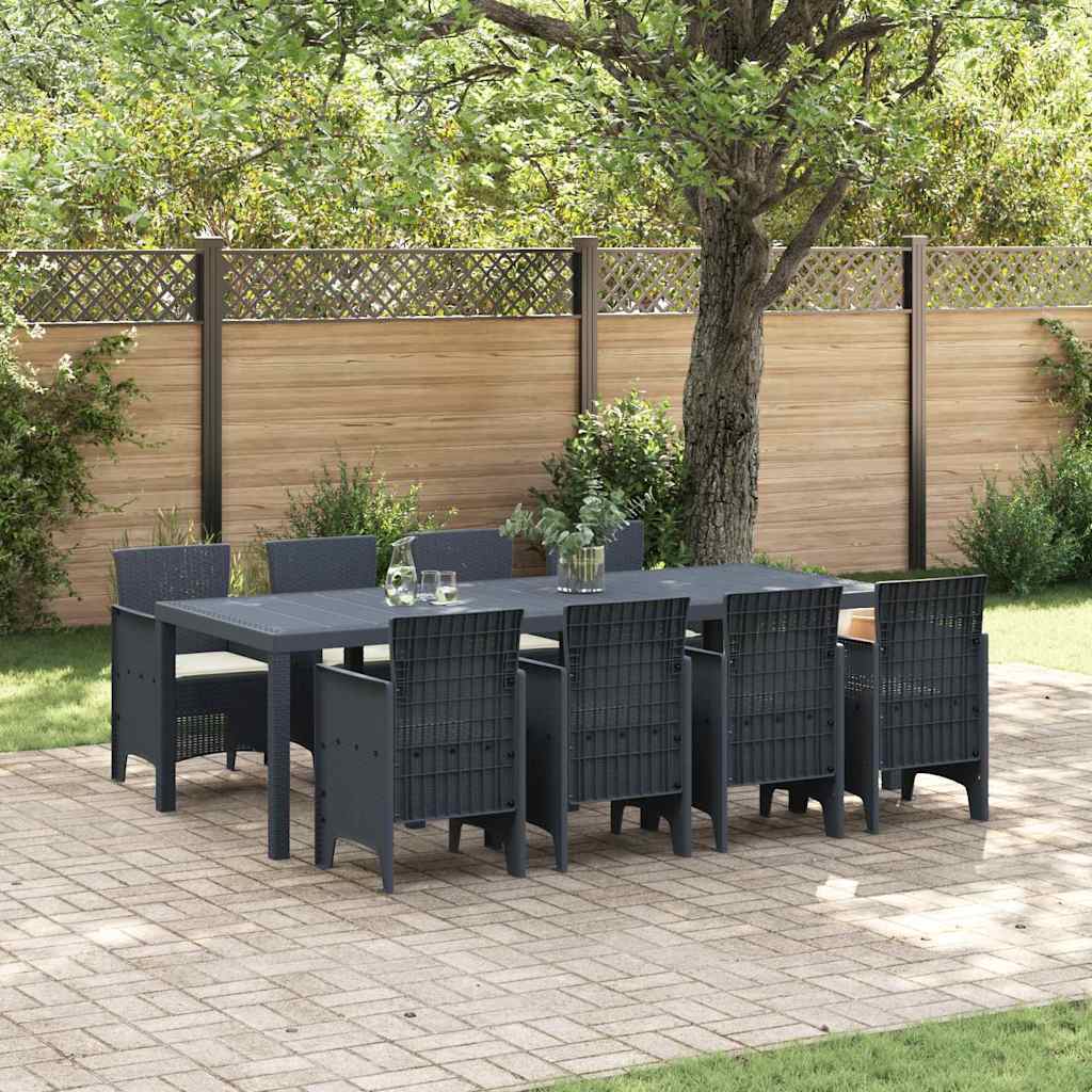 Garden Dining Set 9 pcs Anthracite Polt rattan