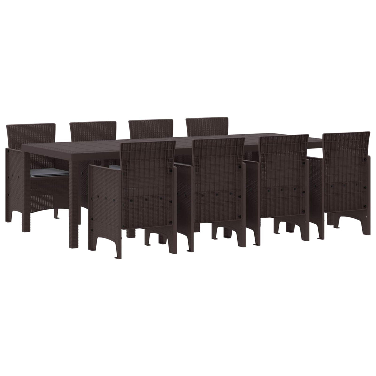 Garden Dining Set 9 pcs Brown Polypropylene