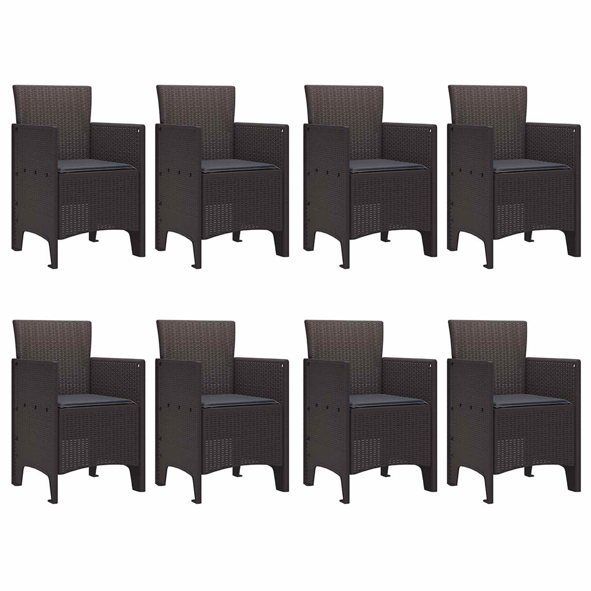 Garden Dining Set 9 pcs Brown Polypropylene