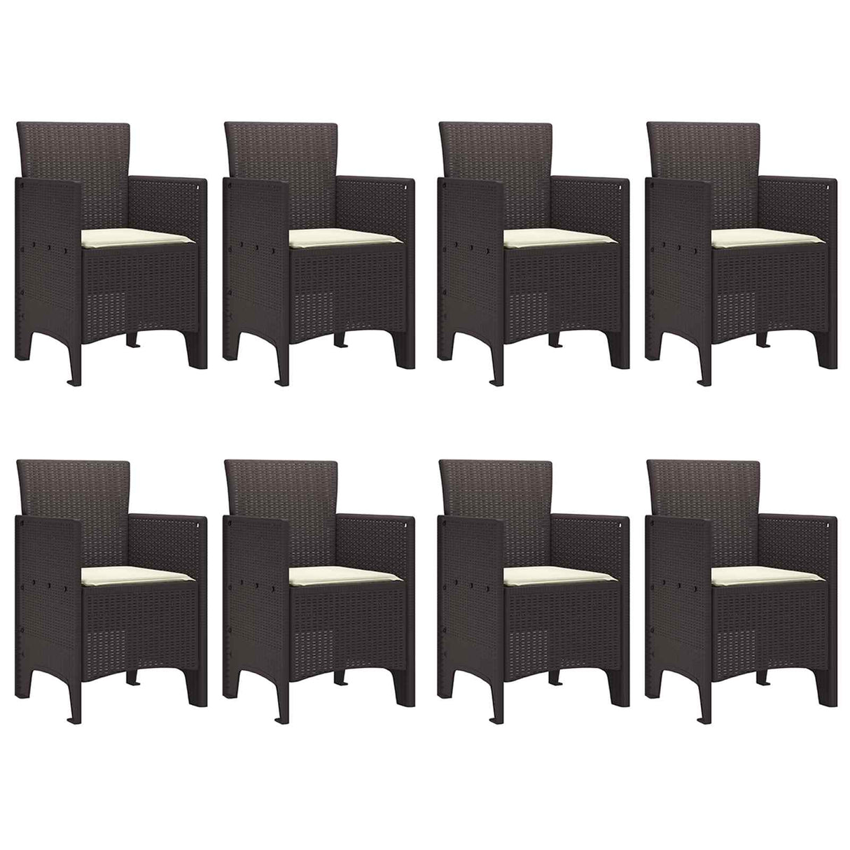 Garden Dining Set 9 pcs Brown Polypropylene