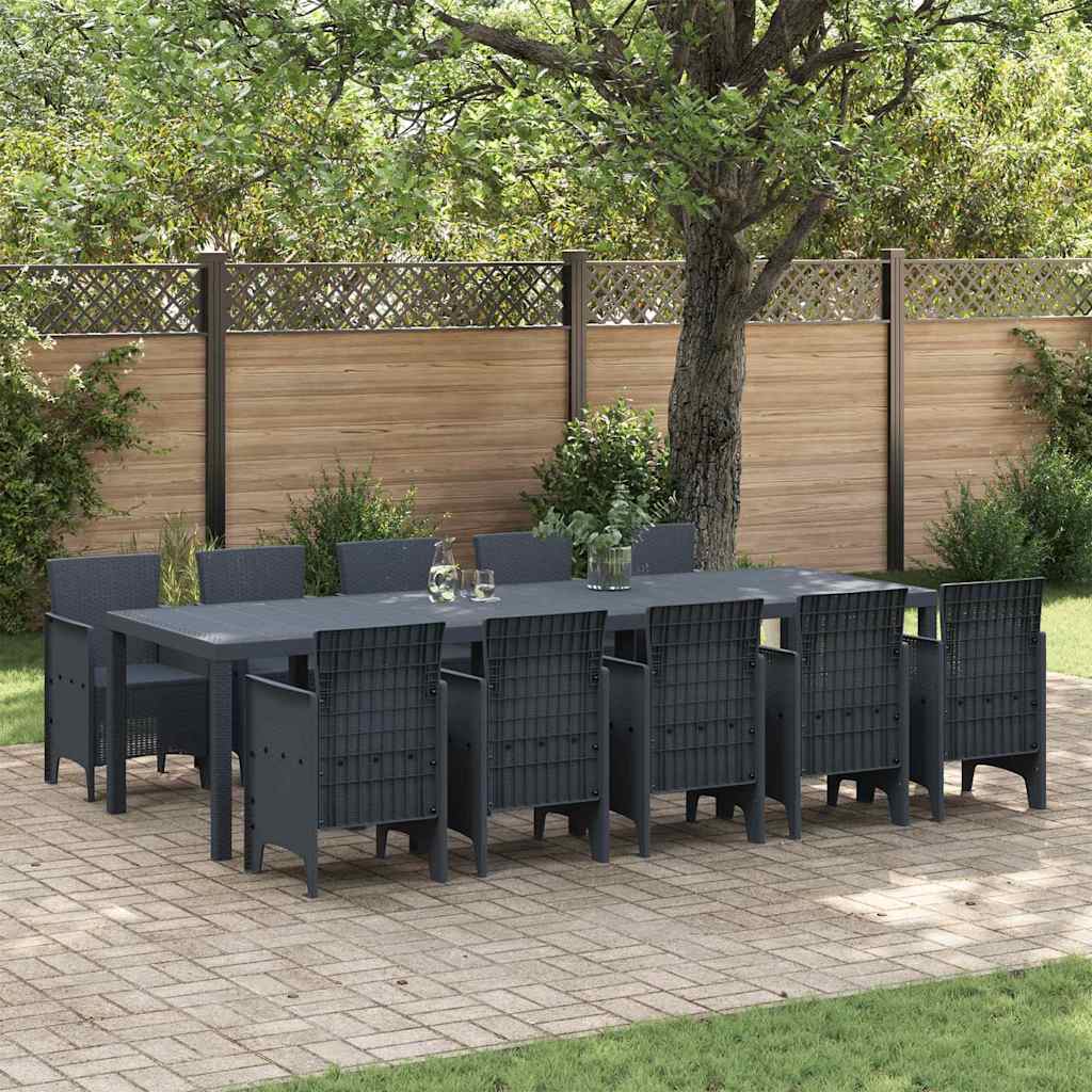 Garden Dining Set 11 pcs Anthracite Plastic