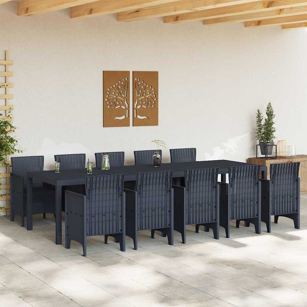 Garden Dining Set 11 pcs Anthracite Plastic