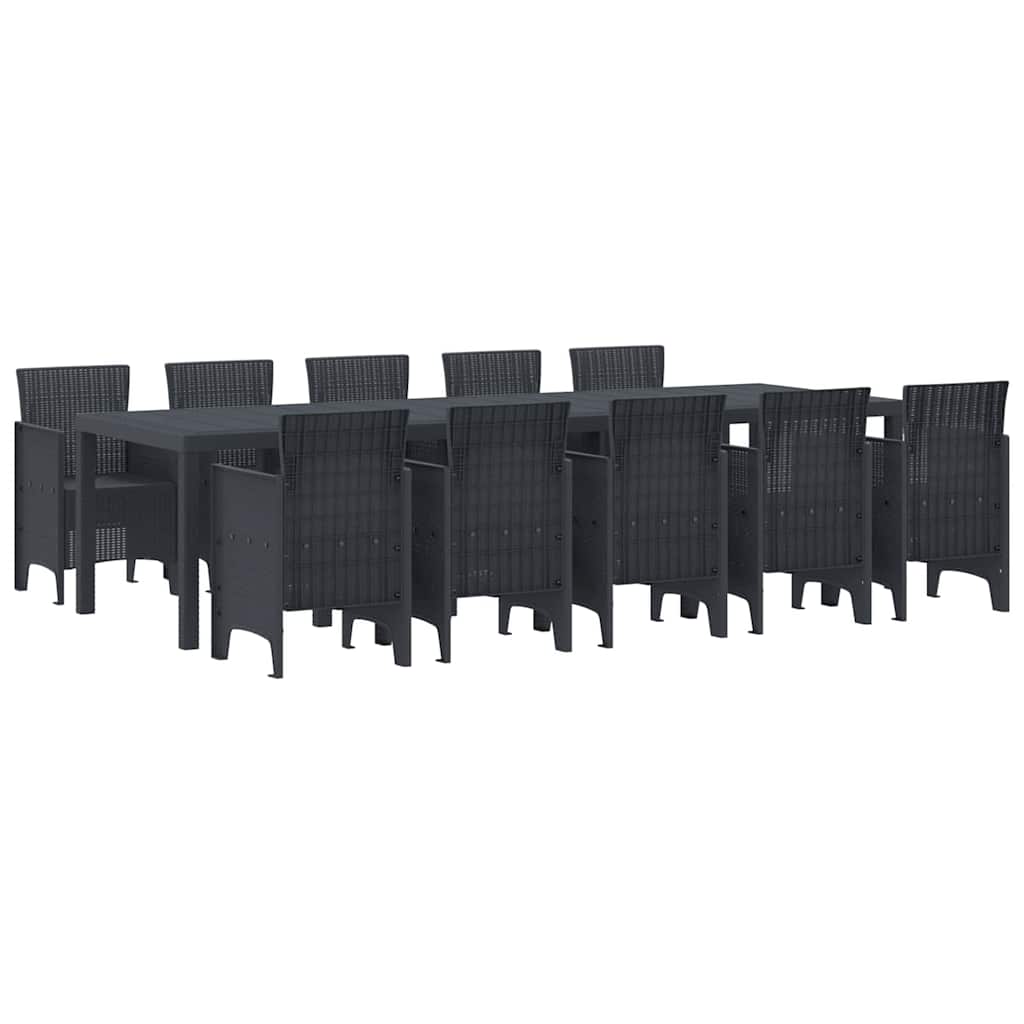 Garden Dining Set 11 pcs Anthracite Plastic