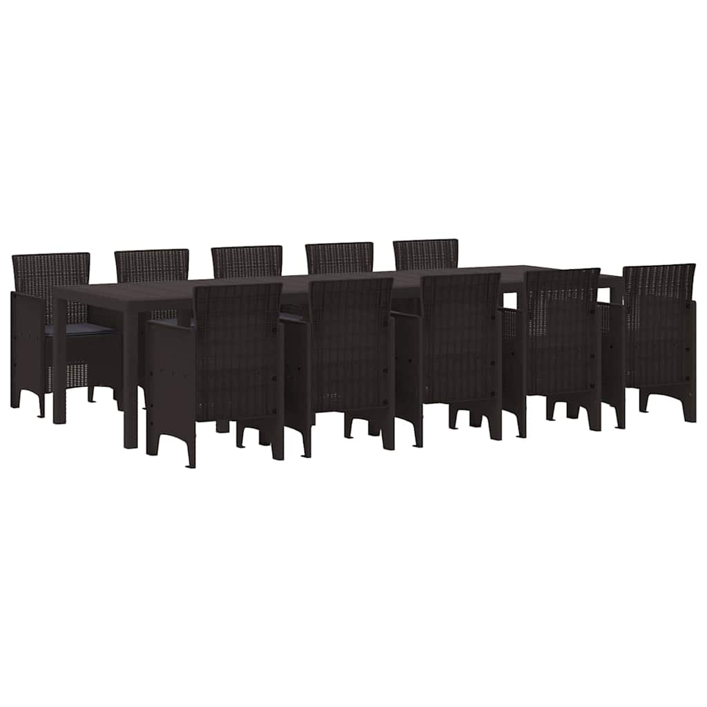 Garden Dining Set 11 pcs Brown and Anthracite Rattan