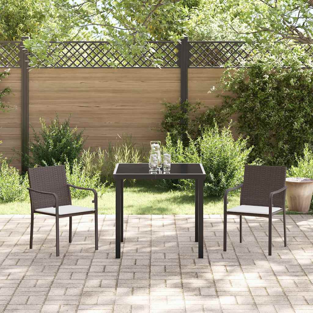 Garden Dining Set 3 pcs Brown and Black PE Rattan