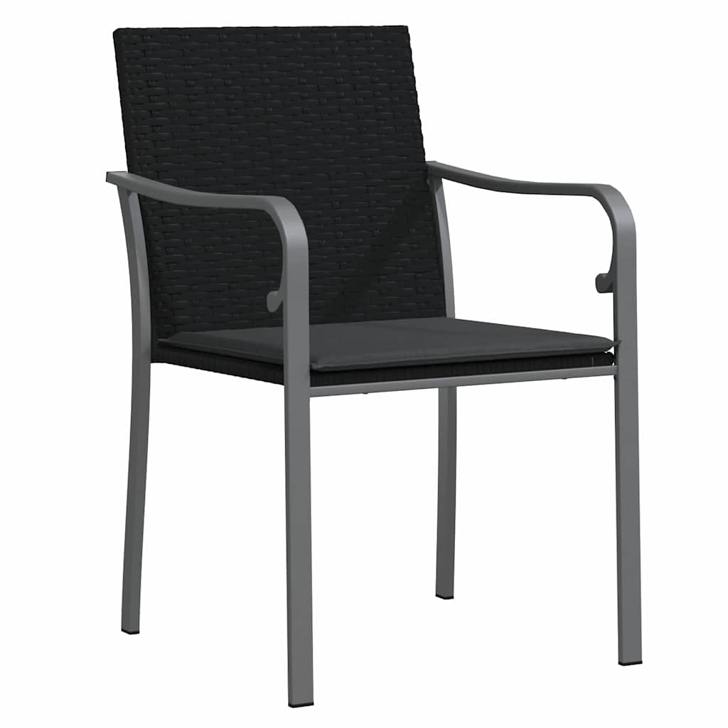 Garden Dining Set 5 pcs Black and Grey PE Rattan